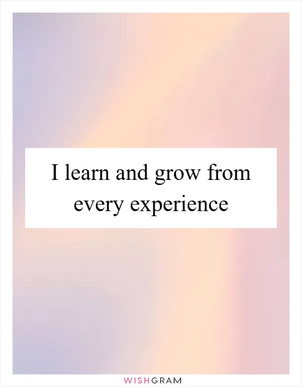 I learn and grow from every experience