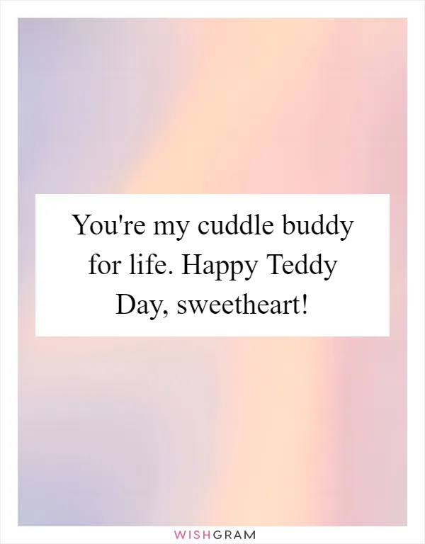 You're my cuddle buddy for life. Happy Teddy Day, sweetheart!