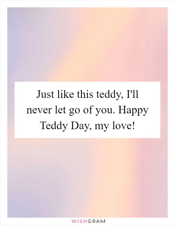 Just like this teddy, I'll never let go of you. Happy Teddy Day, my love!