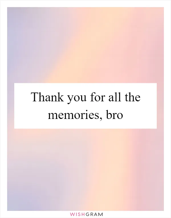 Thank you for all the memories, bro