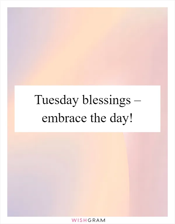Tuesday blessings – embrace the day!