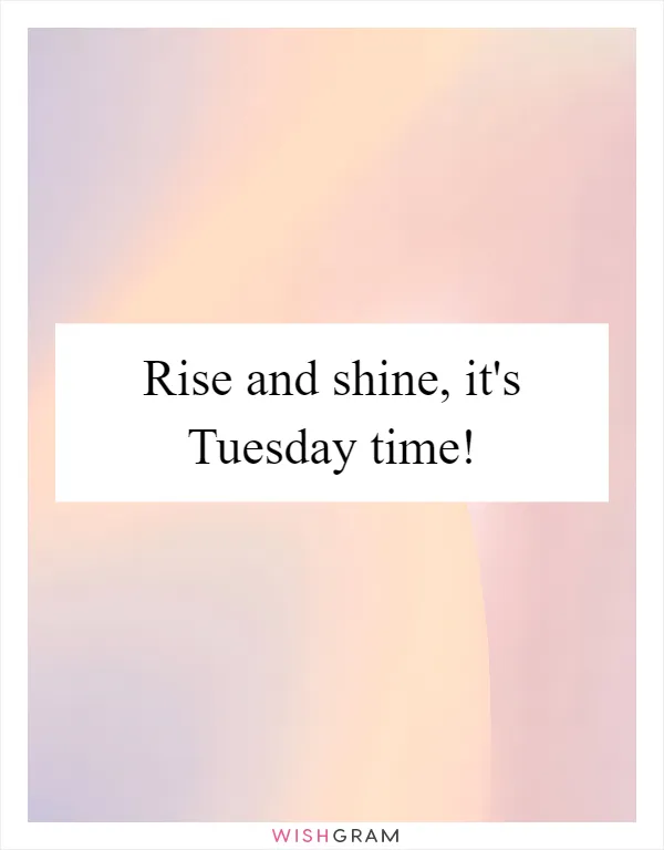 Rise and shine, it's Tuesday time!