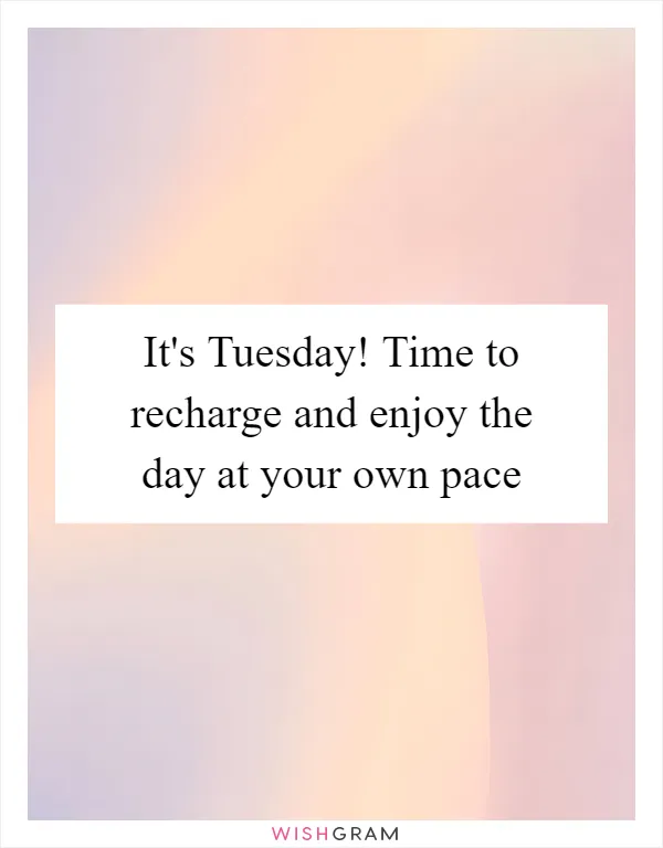 It's Tuesday! Time to recharge and enjoy the day at your own pace