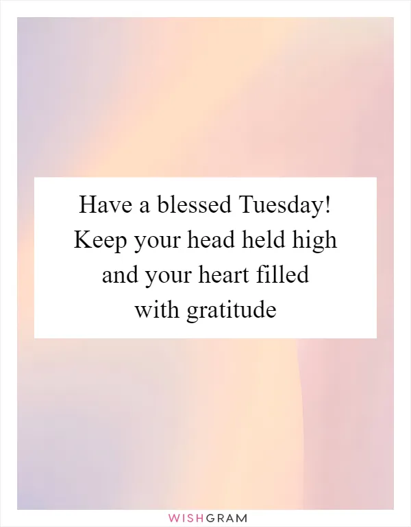 Have a blessed Tuesday! Keep your head held high and your heart filled with gratitude