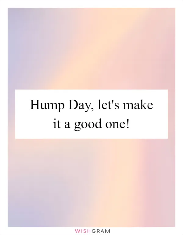 Hump Day, let's make it a good one!