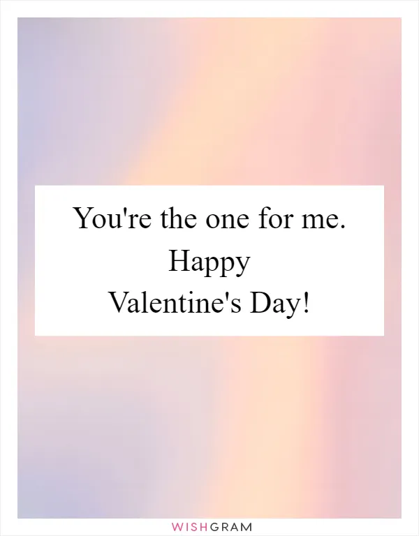 You're the one for me. Happy Valentine's Day!