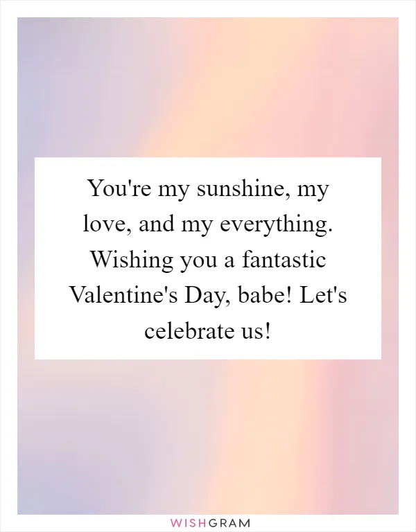 You're my sunshine, my love, and my everything. Wishing you a fantastic Valentine's Day, babe! Let's celebrate us!