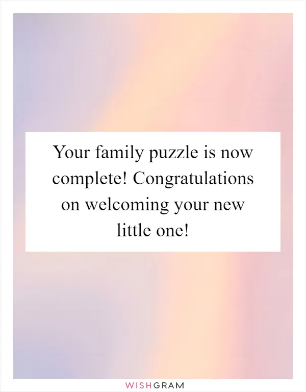Your family puzzle is now complete! Congratulations on welcoming your new little one!