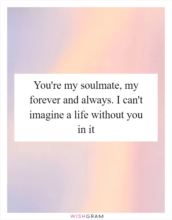 You're my soulmate, my forever and always. I can't imagine a life without you in it