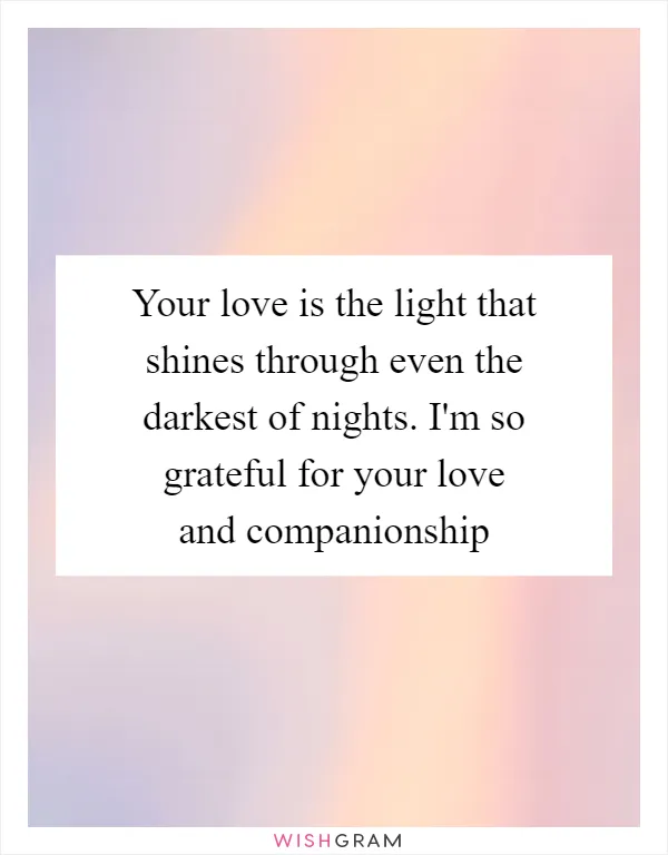 Your love is the light that shines through even the darkest of nights. I'm so grateful for your love and companionship