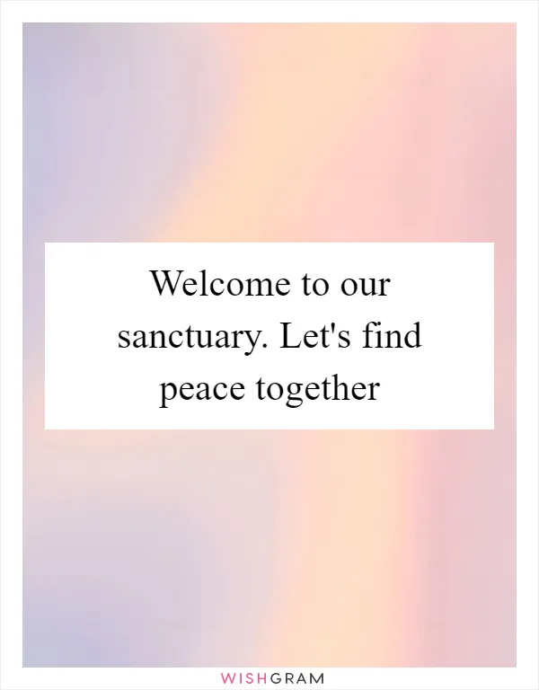 Welcome to our sanctuary. Let's find peace together