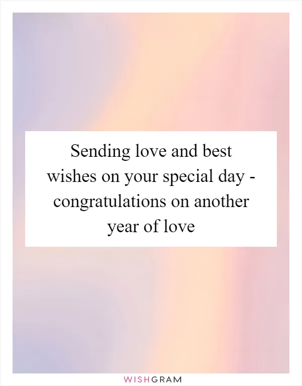 Sending love and best wishes on your special day - congratulations on another year of love