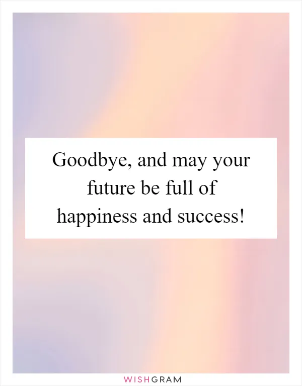 Goodbye, and may your future be full of happiness and success!
