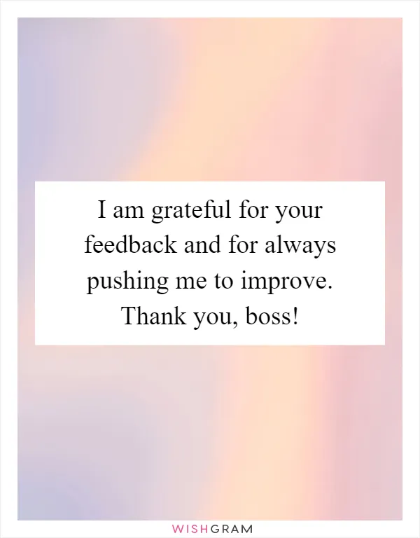 I am grateful for your feedback and for always pushing me to improve. Thank you, boss!