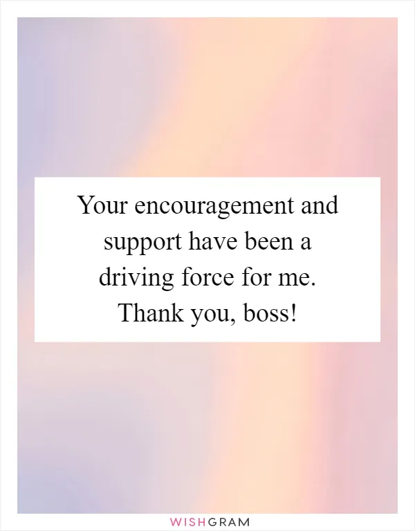 Your encouragement and support have been a driving force for me. Thank you, boss!