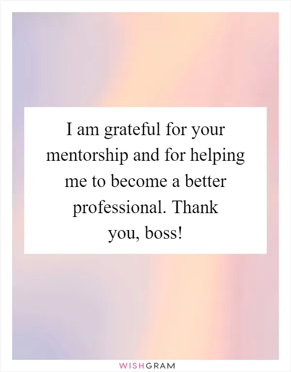 I am grateful for your mentorship and for helping me to become a better professional. Thank you, boss!