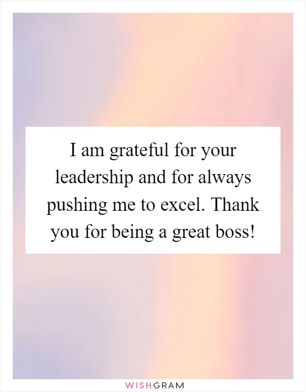 I am grateful for your leadership and for always pushing me to excel. Thank you for being a great boss!