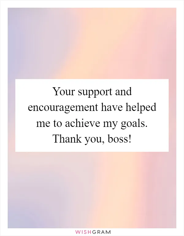 Your support and encouragement have helped me to achieve my goals. Thank you, boss!