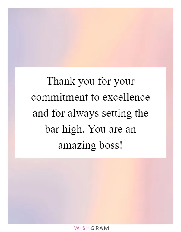 Thank you for your commitment to excellence and for always setting the bar high. You are an amazing boss!