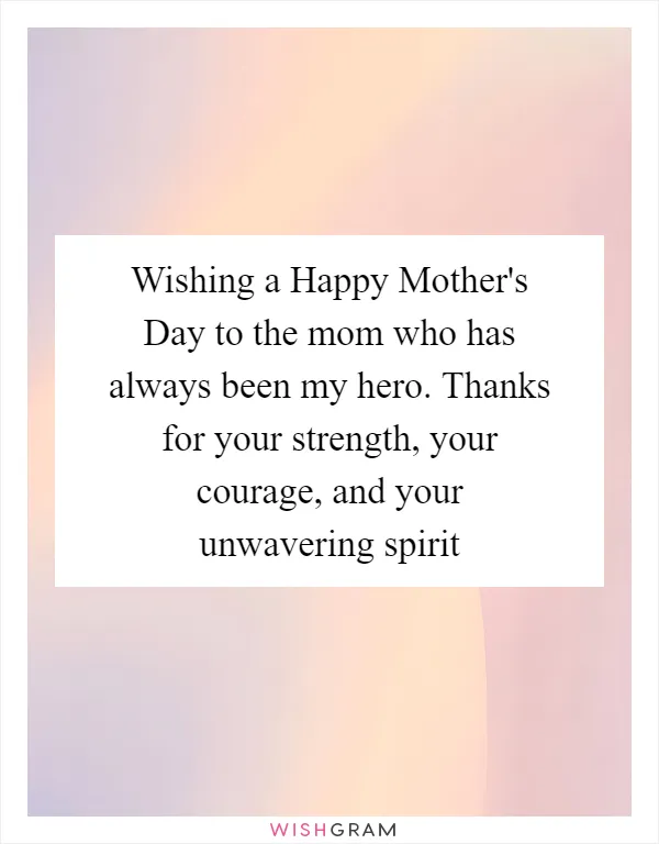 Wishing a Happy Mother's Day to the mom who has always been my hero. Thanks for your strength, your courage, and your unwavering spirit