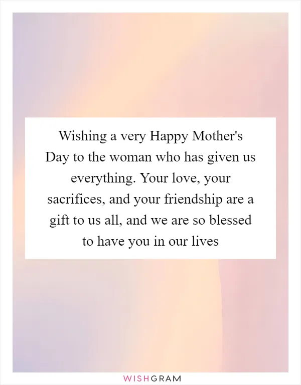 Wishing a very Happy Mother's Day to the woman who has given us everything. Your love, your sacrifices, and your friendship are a gift to us all, and we are so blessed to have you in our lives