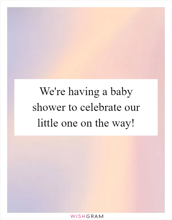 We're having a baby shower to celebrate our little one on the way!