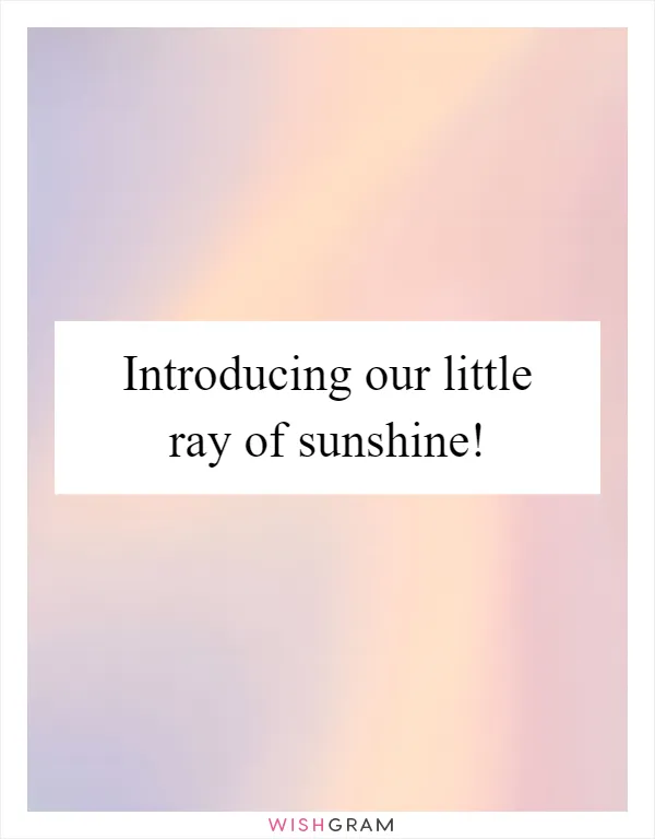 Introducing our little ray of sunshine!