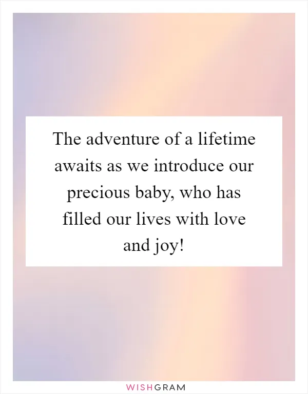 The adventure of a lifetime awaits as we introduce our precious baby, who has filled our lives with love and joy!