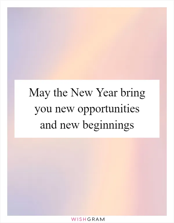 May the New Year bring you new opportunities and new beginnings
