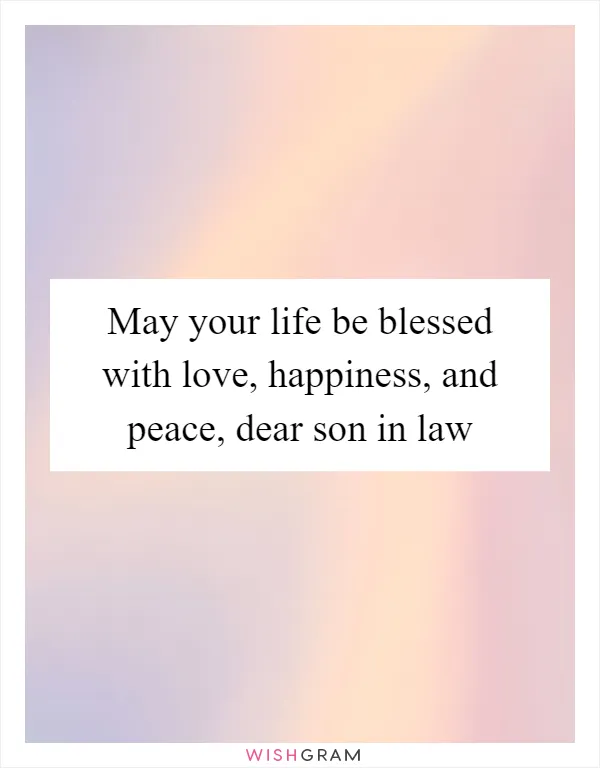 May your life be blessed with love, happiness, and peace, dear son in law