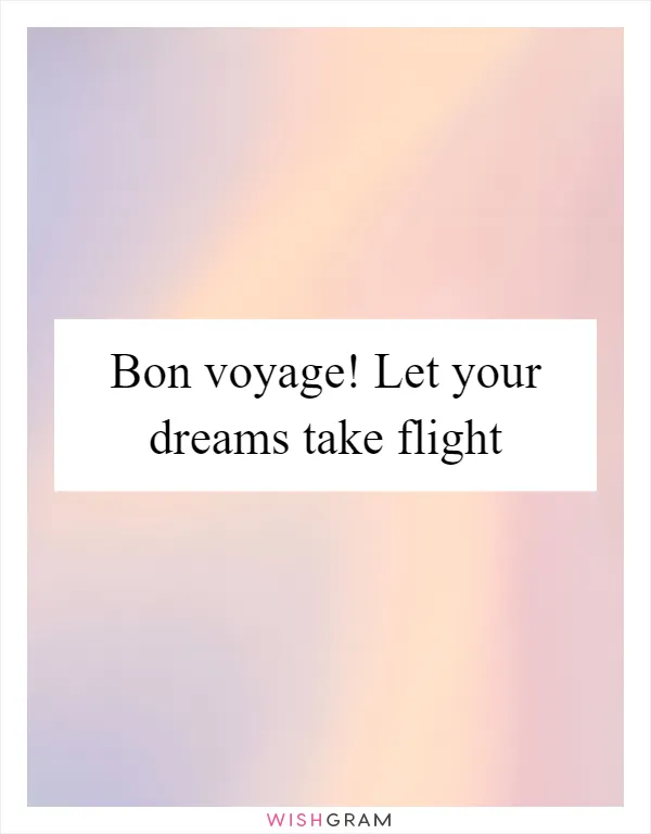 Bon voyage! Let your dreams take flight