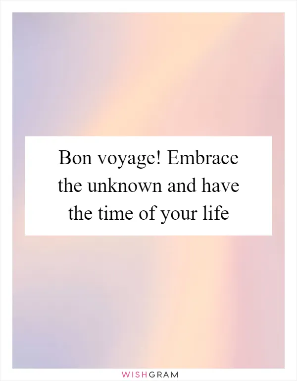 Bon voyage! Embrace the unknown and have the time of your life