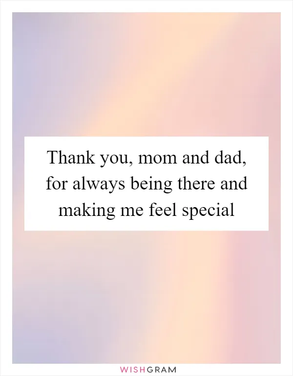 Thank you, mom and dad, for always being there and making me feel special