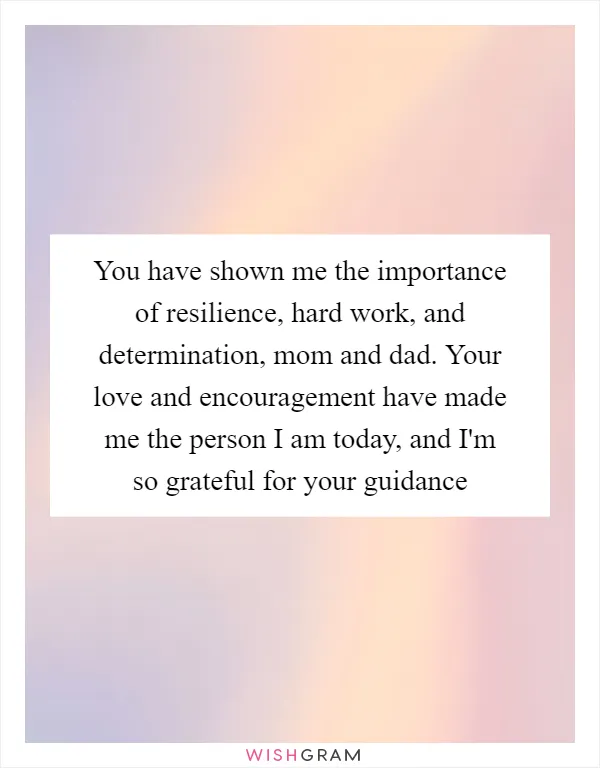 You have shown me the importance of resilience, hard work, and determination, mom and dad. Your love and encouragement have made me the person I am today, and I'm so grateful for your guidance