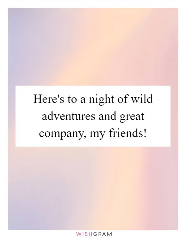 Here's to a night of wild adventures and great company, my friends!