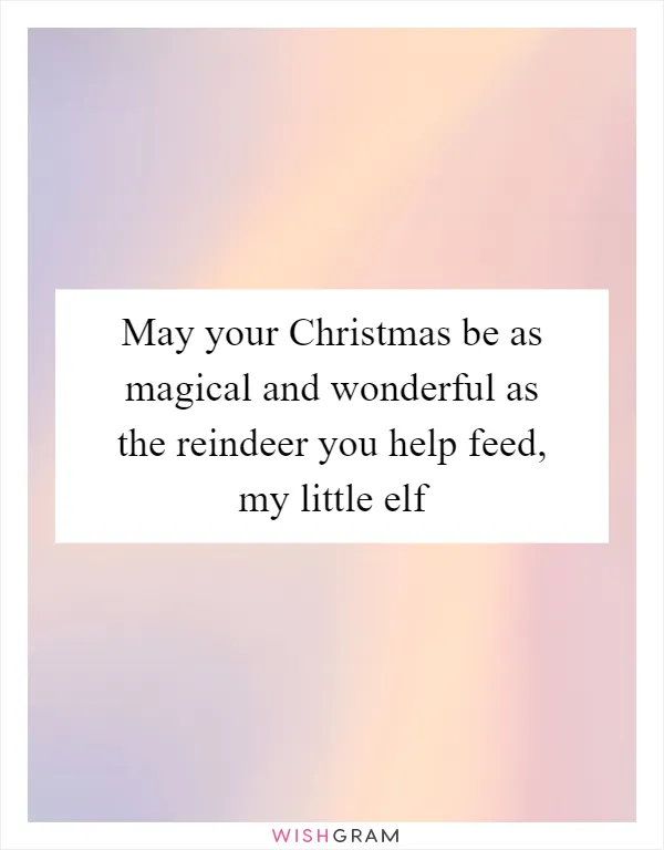 May your Christmas be as magical and wonderful as the reindeer you help feed, my little elf
