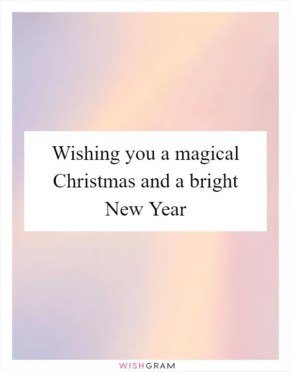Wishing you a magical Christmas and a bright New Year