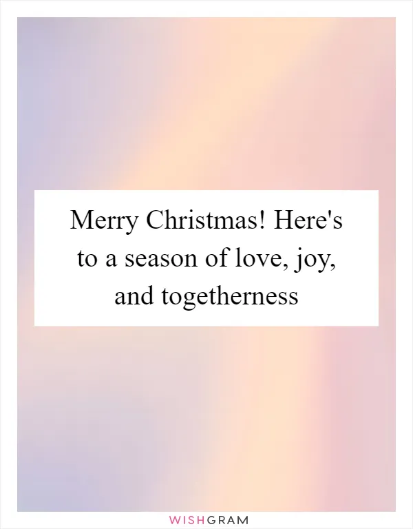 Merry Christmas! Here's to a season of love, joy, and togetherness
