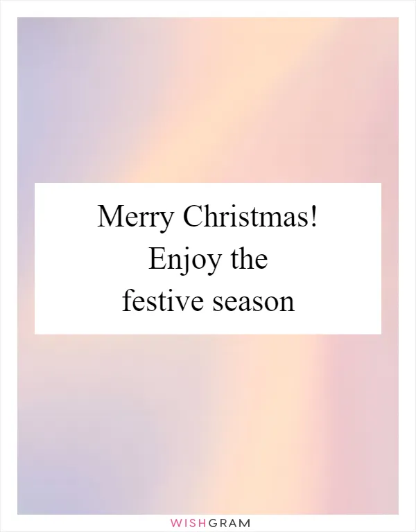 Merry Christmas! Enjoy the festive season