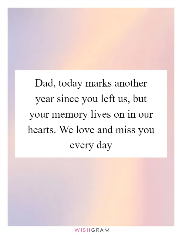 Dad, today marks another year since you left us, but your memory lives on in our hearts. We love and miss you every day