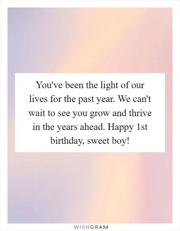 You've been the light of our lives for the past year. We can't wait to see you grow and thrive in the years ahead. Happy 1st birthday, sweet boy!
