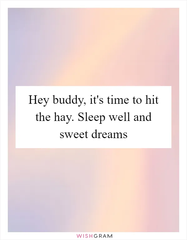 Hey buddy, it's time to hit the hay. Sleep well and sweet dreams