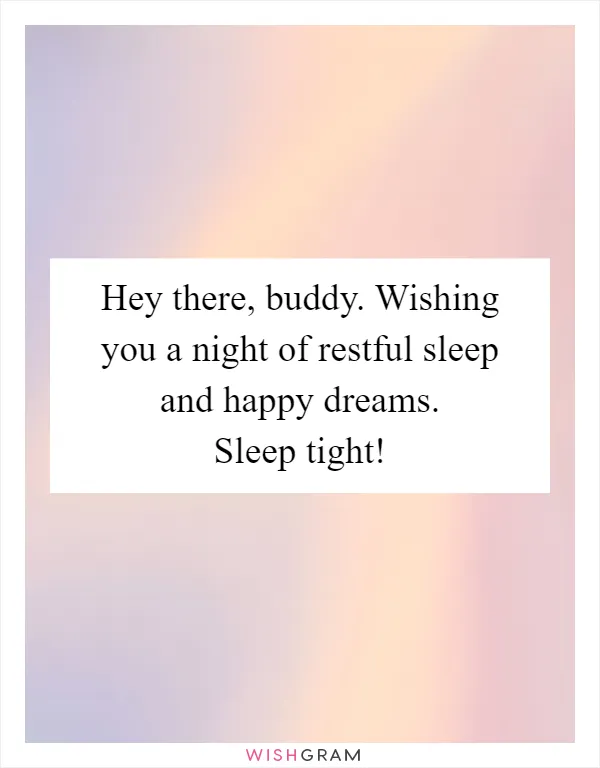 Hey there, buddy. Wishing you a night of restful sleep and happy dreams. Sleep tight!