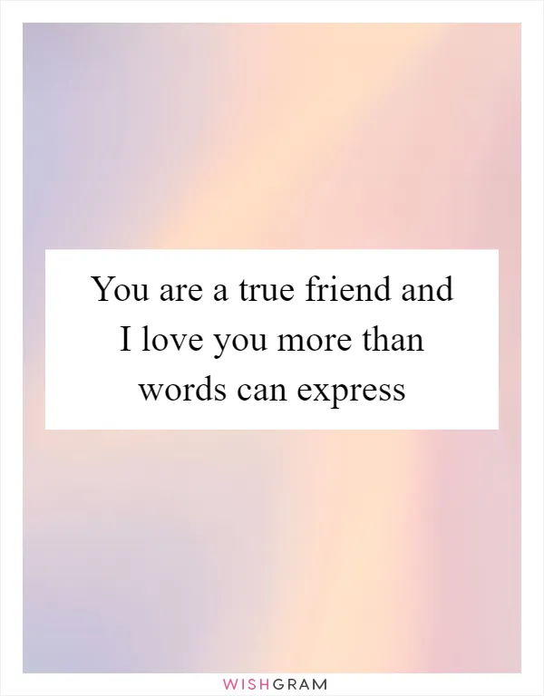 You are a true friend and I love you more than words can express
