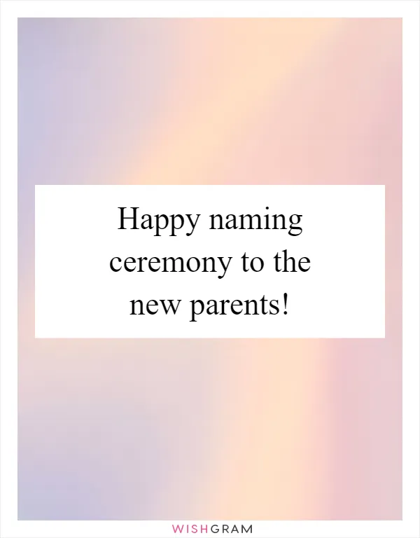 Happy naming ceremony to the new parents!