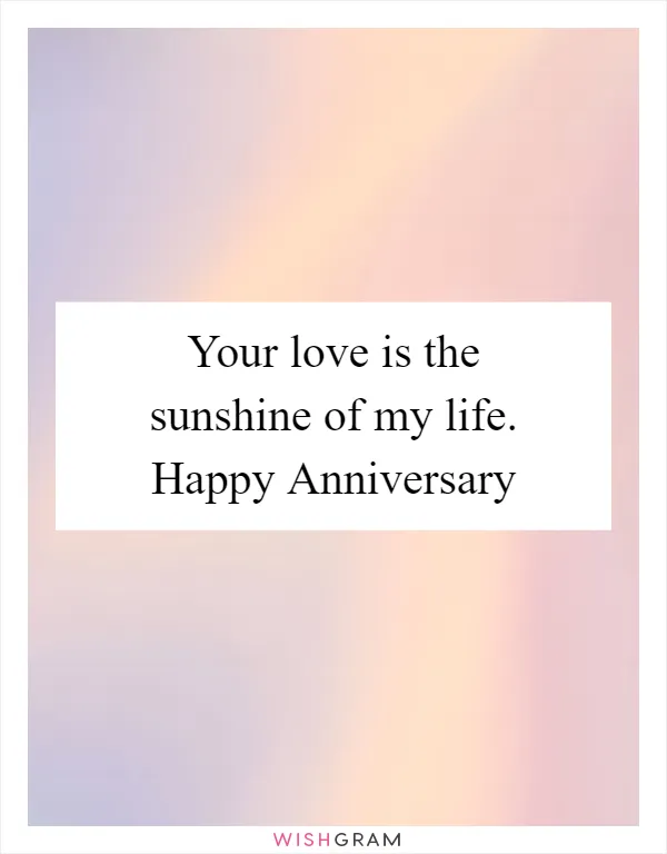 Your love is the sunshine of my life. Happy Anniversary