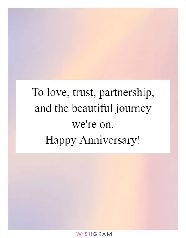 To love, trust, partnership, and the beautiful journey we're on. Happy Anniversary!