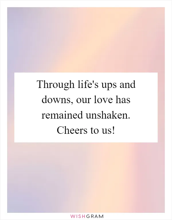 Through life's ups and downs, our love has remained unshaken. Cheers to us!