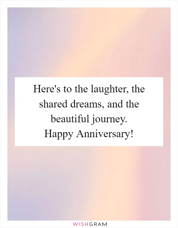 Here's to the laughter, the shared dreams, and the beautiful journey. Happy Anniversary!