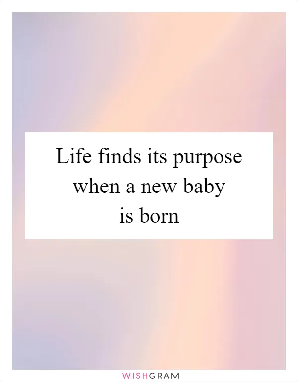 Life finds its purpose when a new baby is born